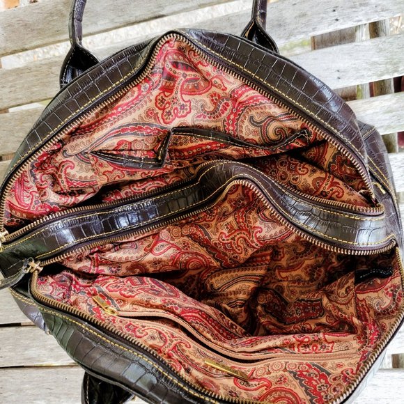 MAXXIMUM Brown Mock Croc Leather Satchel Bag - Picture 8 of 9